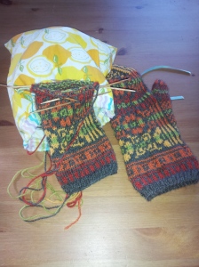 almost two fair isle mittens